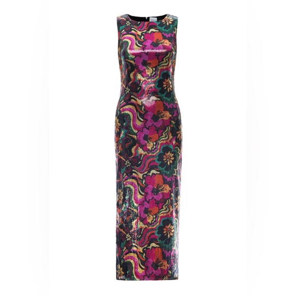 Misa Los Angeles Nakia Sequin Flora Groove Midi Dress - Picture 4 of 5